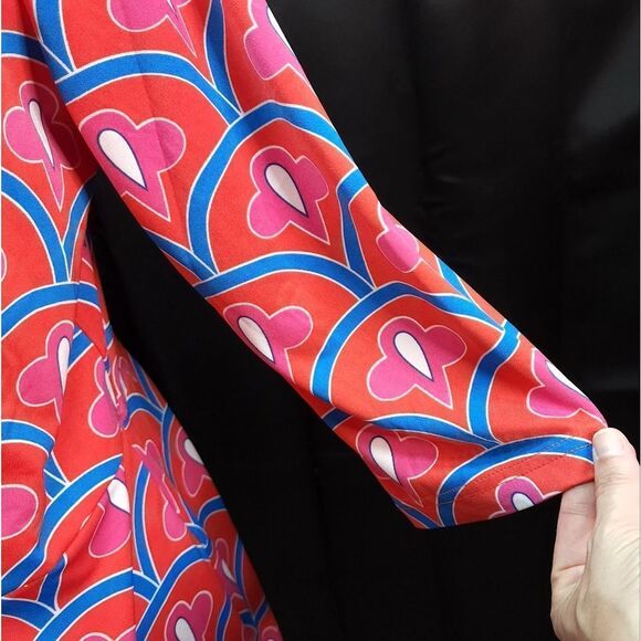 Tracy Negoshian Red Geometric Print Sheath Dress Size Large - Picture 10 of 10